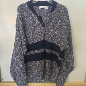 Vintage 1980's Jantzen Knit Oversized Grandpa Patterned Cardigan Sweater  Large